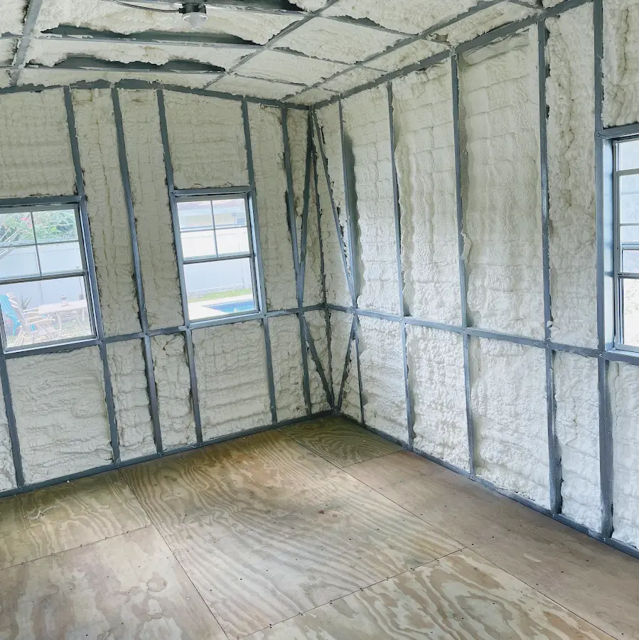 Closed-cell spray foam insulation applied to wall cavities in a residential project in Egypt Lake-Leto